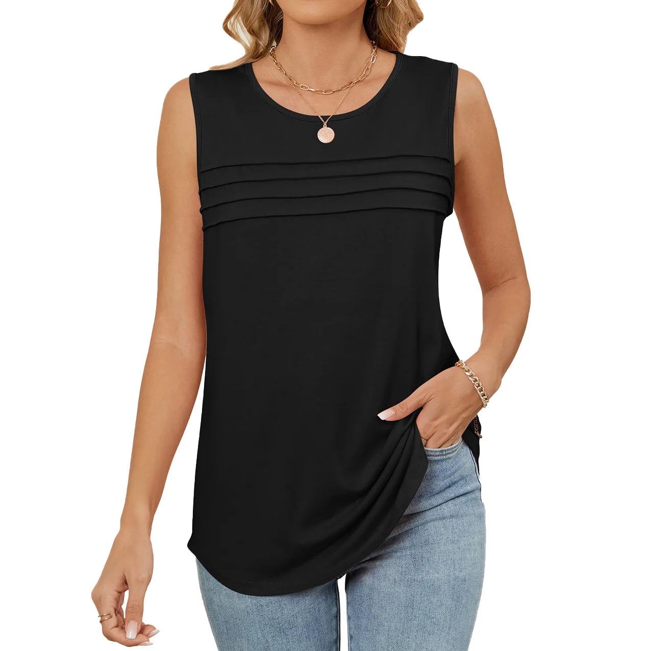 Women's Sleeveless Loose Blouse | Casual O-Neck Tank Top