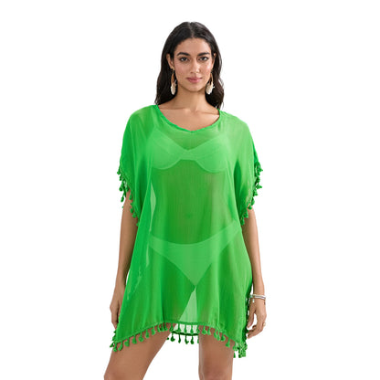 Trim Bikini Cover Up Beach Dress Women See
