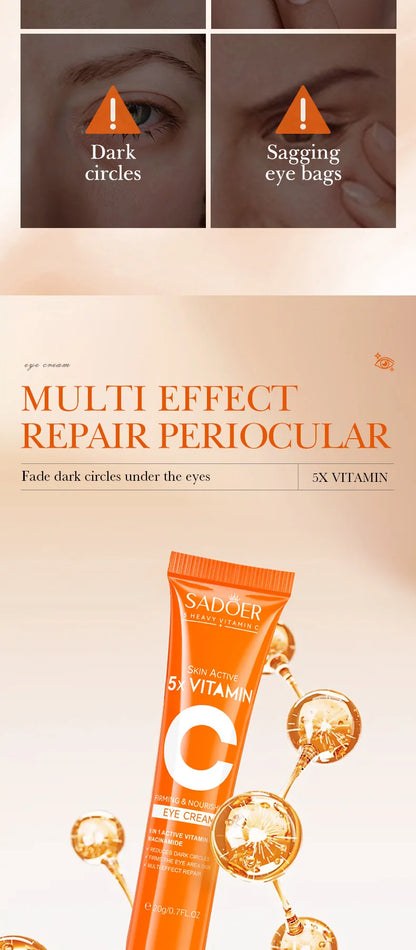 SADOER Vitamin C Eye Cream Anti Dark Circles Eyes Bags Remover