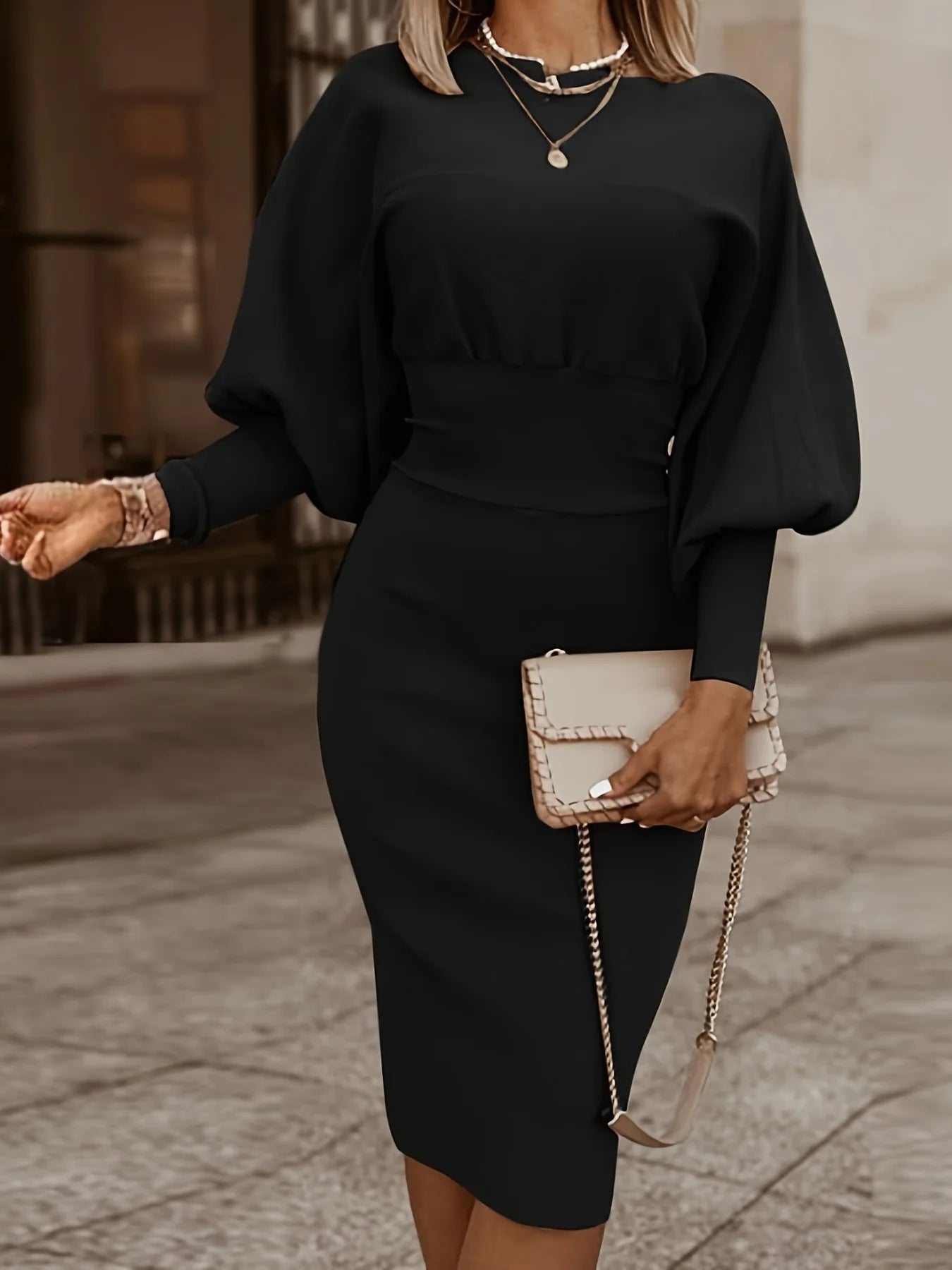 Autumn and Winter New Women's Fashion Slimming Dress Lantern