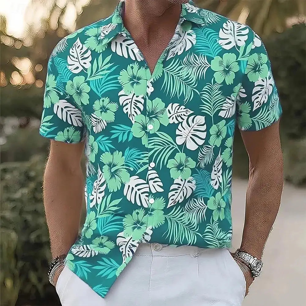 Hawaiian Vacation Beach Wear Summer Men's Floral Print Tropical Flowers