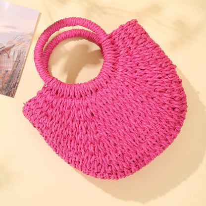 Handwoven Straw Rattan Half-Moon Beach
