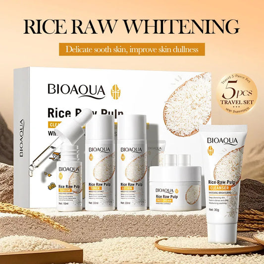 Set sbiancante illuminante idratante BIOAOUA Riso Crudo 5 pz