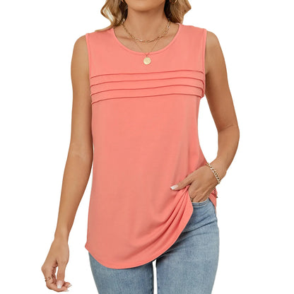 Women's Sleeveless Loose Blouse | Casual O-Neck Tank Top