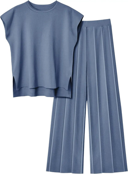 Women's 2-Piece Summer Set – Sleeveless Top & Wide Leg Pants (2025)