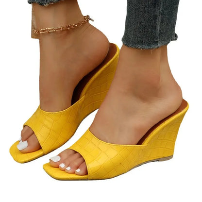 Snake Print Leather Wedges Shoes For Women