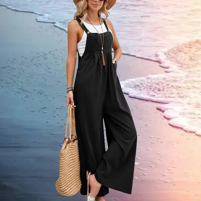 Women Loose Fit Fashion Overalls Wide Leg Baggy Bib Overalls Jumpsuit