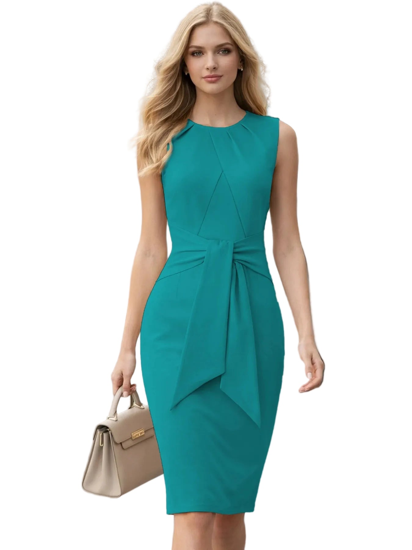 Crew Neck Sleeveless Vintage Slim Cocktail Party Business