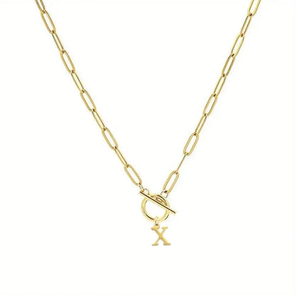 English Letter Initial Necklace 18K Gold Plated Stainless