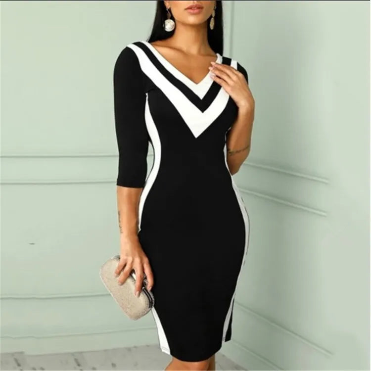 Elegant V-Neck Bodycon Dress for Women