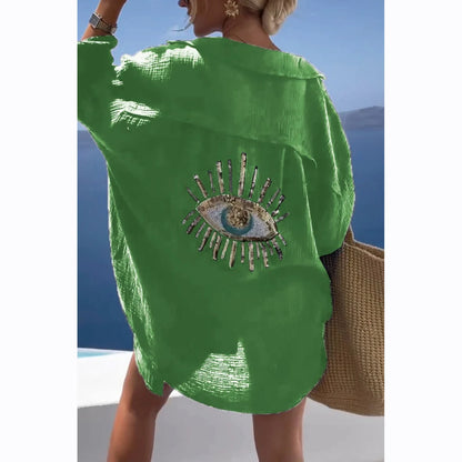 Blue Eyes Bikini Cover Up Lace Hollow Crochet Swimsuit Beach Dress Women