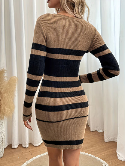 Autumn Winter Fashion New Office Ladies Knitted Dress Elegant