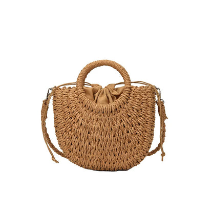Handwoven Straw Rattan Half-Moon Beach