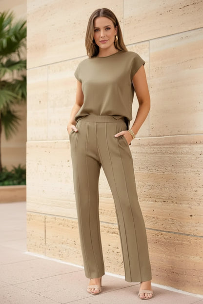 Women's 2-Piece Summer Set – Sleeveless Top & Wide Leg Pants (2025)