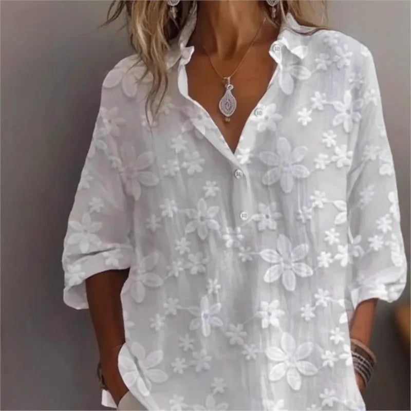 Fashion Blouses Women's Simple And Casual Solid Color V