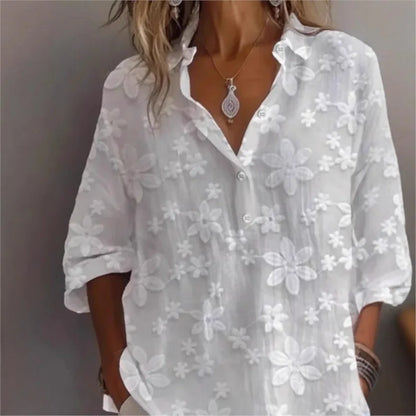Fashion Blouses Women's Simple And Casual Solid Color V