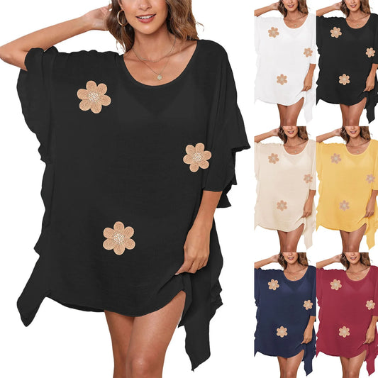 Protection Cover Ups Clothes Plus Size Beach Tunic for Women