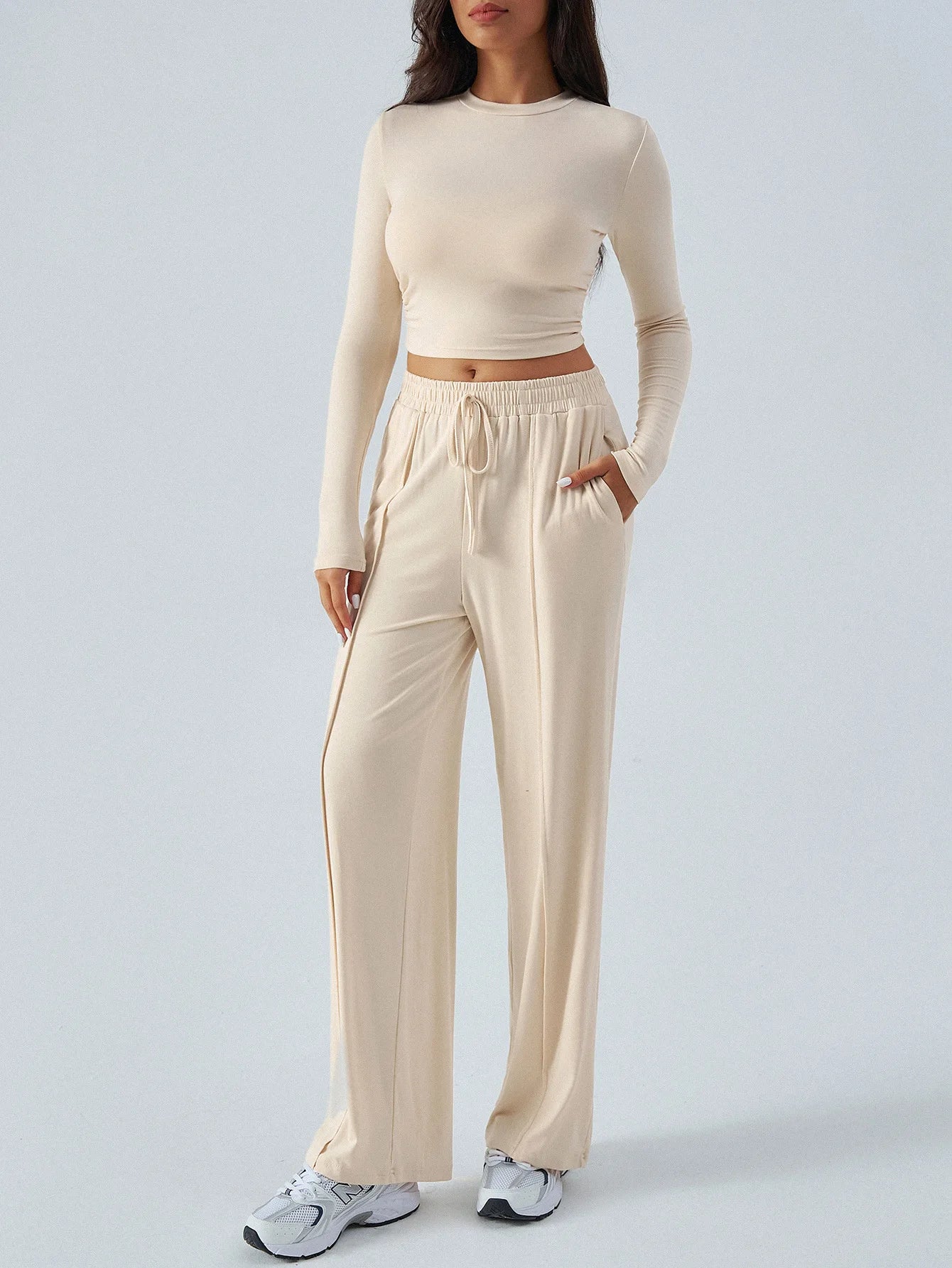 autumn/winter Y2K commuting set hot selling long sleeved wide leg pants