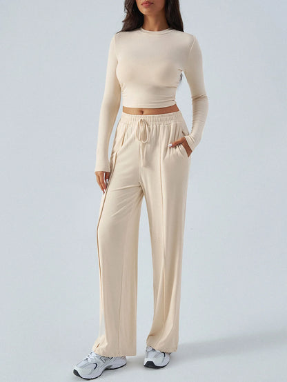 autumn/winter Y2K commuting set hot selling long sleeved wide leg pants