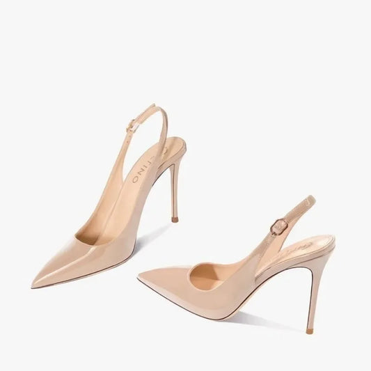 Sexy high-heeled sandals with pointed tips and elegant