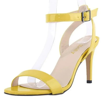 5) Women Sandals Pumps Summer Sexy Open Toe Ankle Strap 9cm Mid High Heels Ladies Buckle Stilettos Thin Heel Party Wedding Shoes