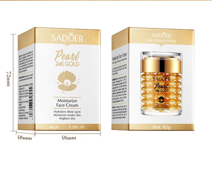 SADOER 24K Crema Viso al Collagene Perla Dorata Idratante Illuminante
