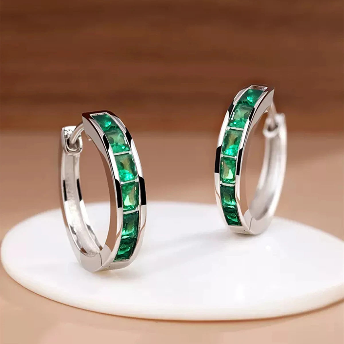Classic Design Women Hoop Earrings Full with Princess Square