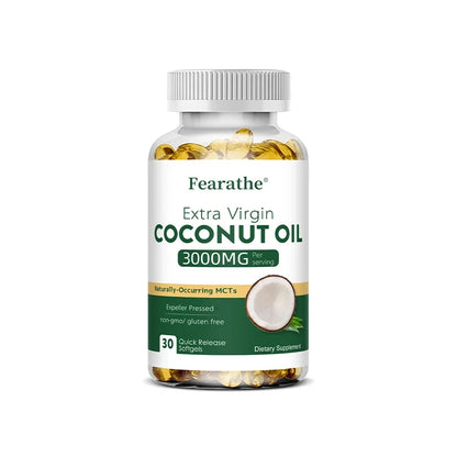 Extra Virgin Coconut Oil, 3000mg, Expeller Pressed Supplement Support for Hair, Nails & Skin Health, Non-GMO