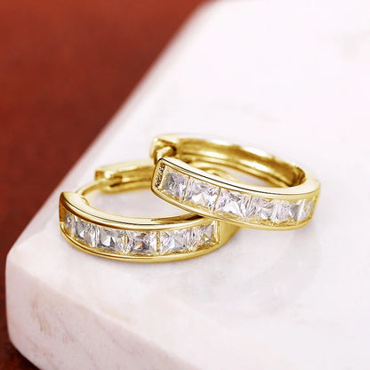 Classic Design Women Hoop Earrings Full with Princess Square