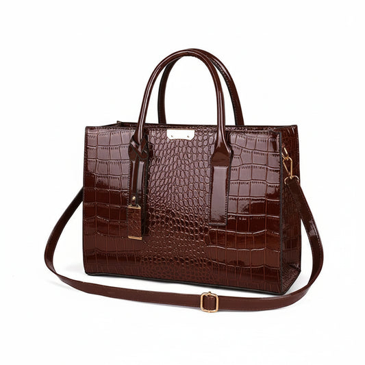 Women's Large Capacity Tote Bag – Elegant PU Leather Shoulder Handbag with Zipper