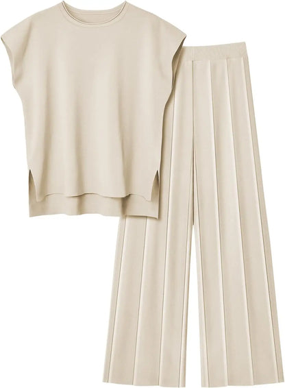 Women's 2-Piece Summer Set – Sleeveless Top & Wide Leg Pants (2025)