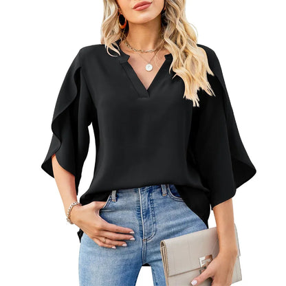 Loose Fit V-Neck Blouse