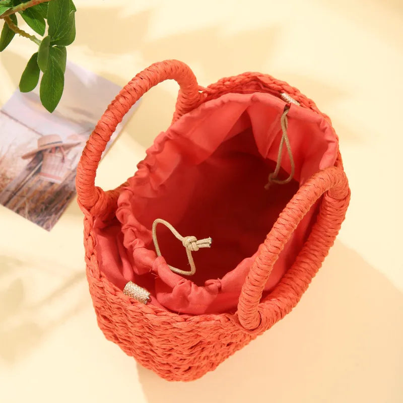 Handwoven Straw Rattan Half-Moon Beach
