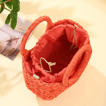 Handwoven Straw Rattan Half-Moon Beach