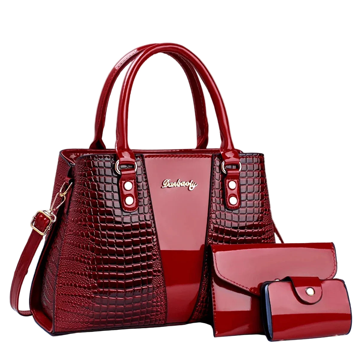 Luxury 3pcs Handbag Set Crocodile Pattern Large Capacity
