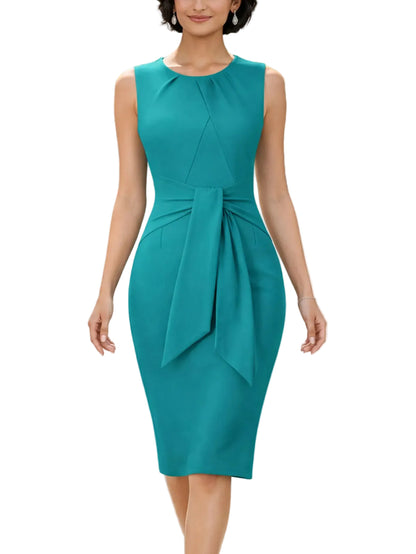 Crew Neck Sleeveless Vintage Slim Cocktail Party Business
