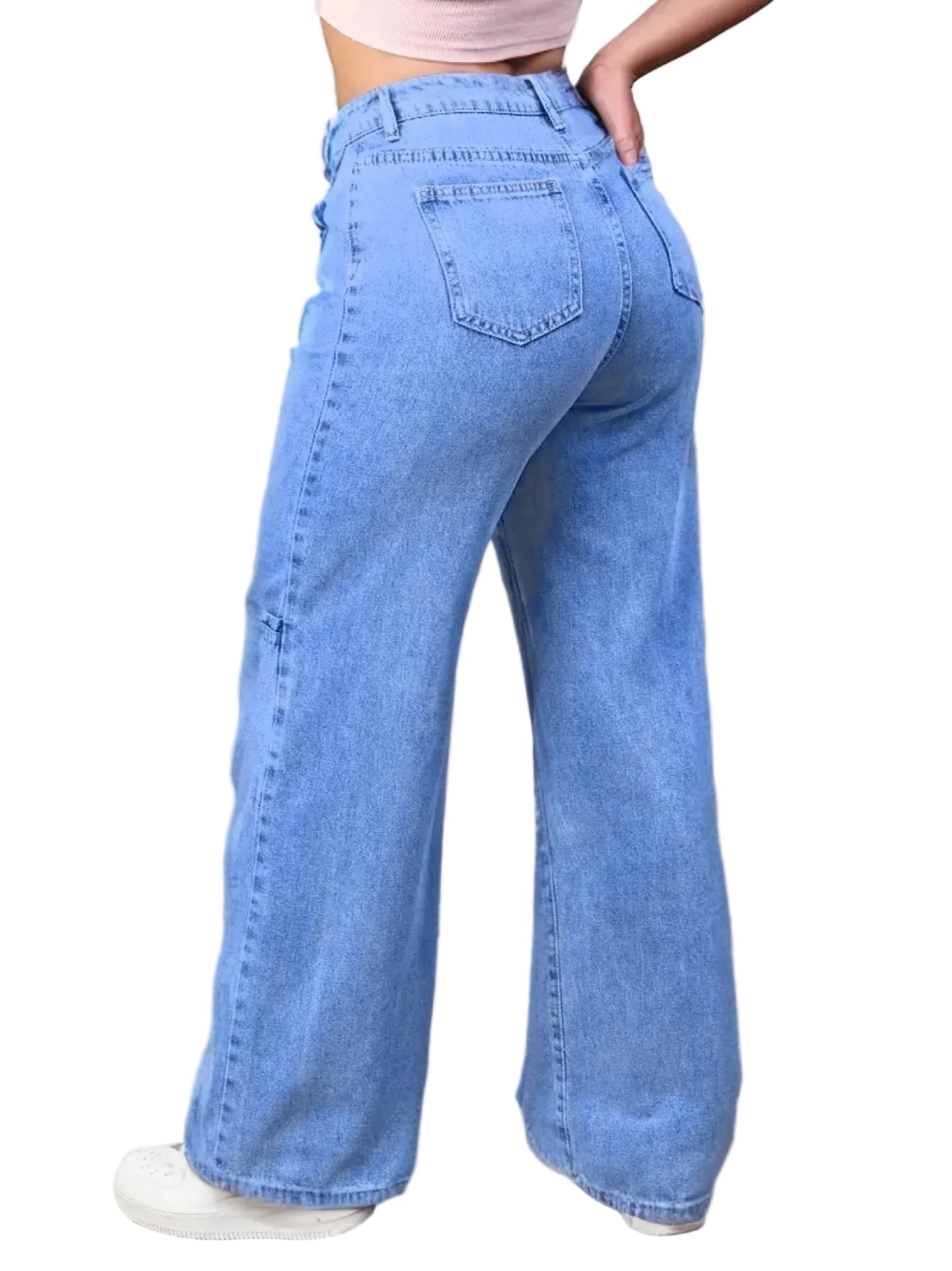 Women's Wide-Leg Casual Trousers Denim Stretch