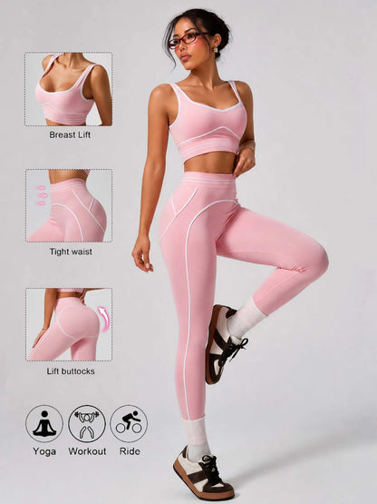 Women's 2-Piece Activewear Set - Crop Tank Top & High Rise Leggings