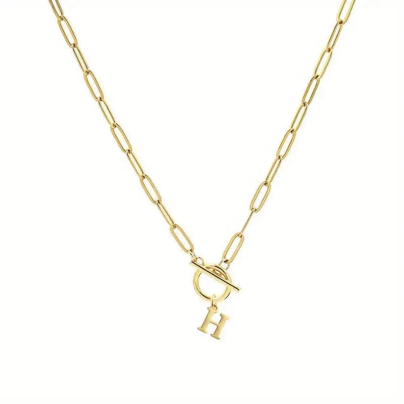 English Letter Initial Necklace 18K Gold Plated Stainless