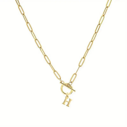 English Letter Initial Necklace 18K Gold Plated Stainless
