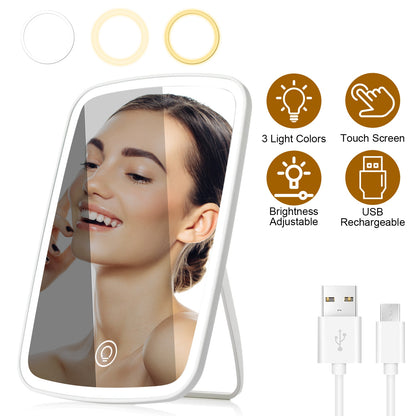 1Pc 5.98x8.62in Lighted Makeup Mirror Vanity Desk Mirror Small LED