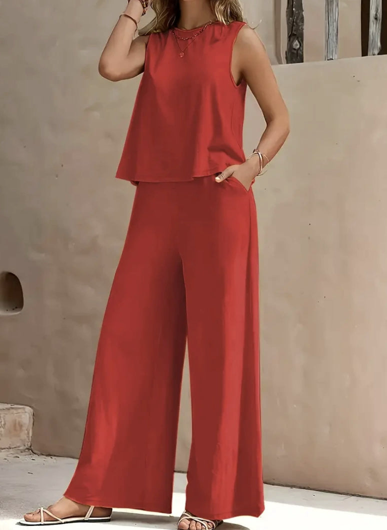 Solid Color Casual Loose Pants Sets For Women Elegant Spring Summer Women