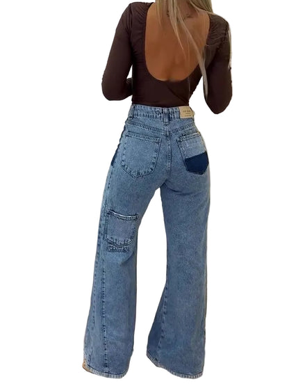 Trendy Light Blue High - Waisted Flared Jeans