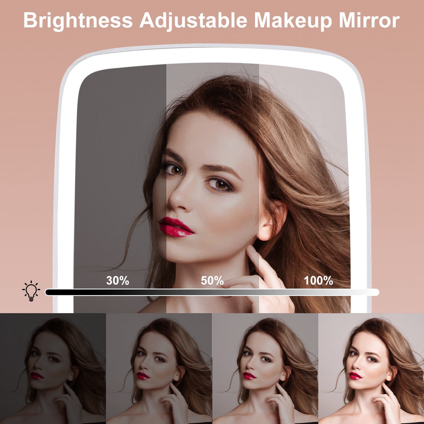 1Pc 5.98x8.62in Lighted Makeup Mirror Vanity Desk Mirror Small LED