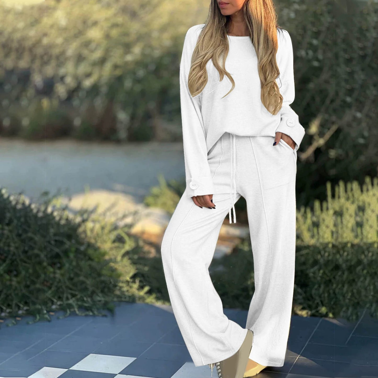 Casual Set Solid Color Long