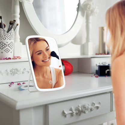 1Pc 5.98x8.62in Lighted Makeup Mirror Vanity Desk Mirror Small LED