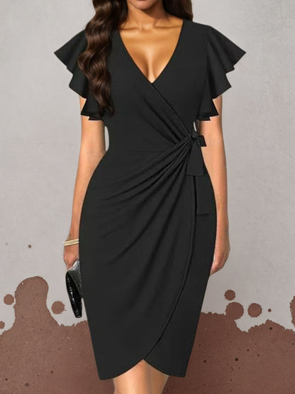 Elegant Black Wrap Dress – Flattering Fit (S–XXL)