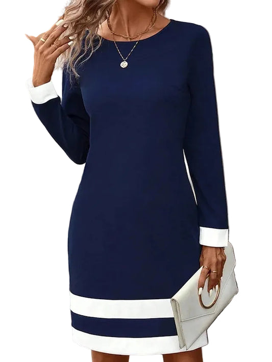 Fashion European And American Style Tight Color-matching Dress Long